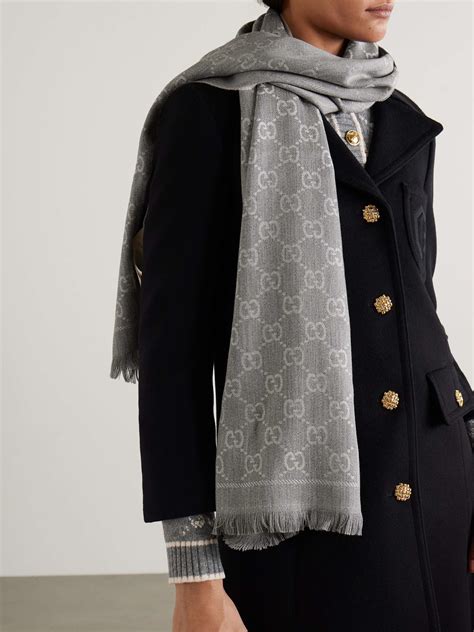 grey gucci wool scarf|Gucci and net sten scarf.